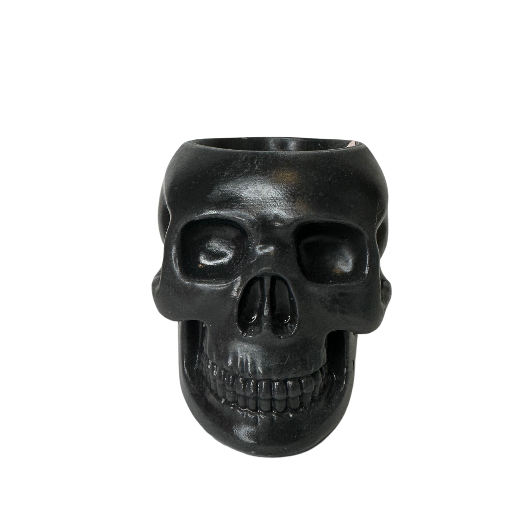 Concrete Skull Candle - Soy wax candle with wood wick -Forbidden Pumpkin